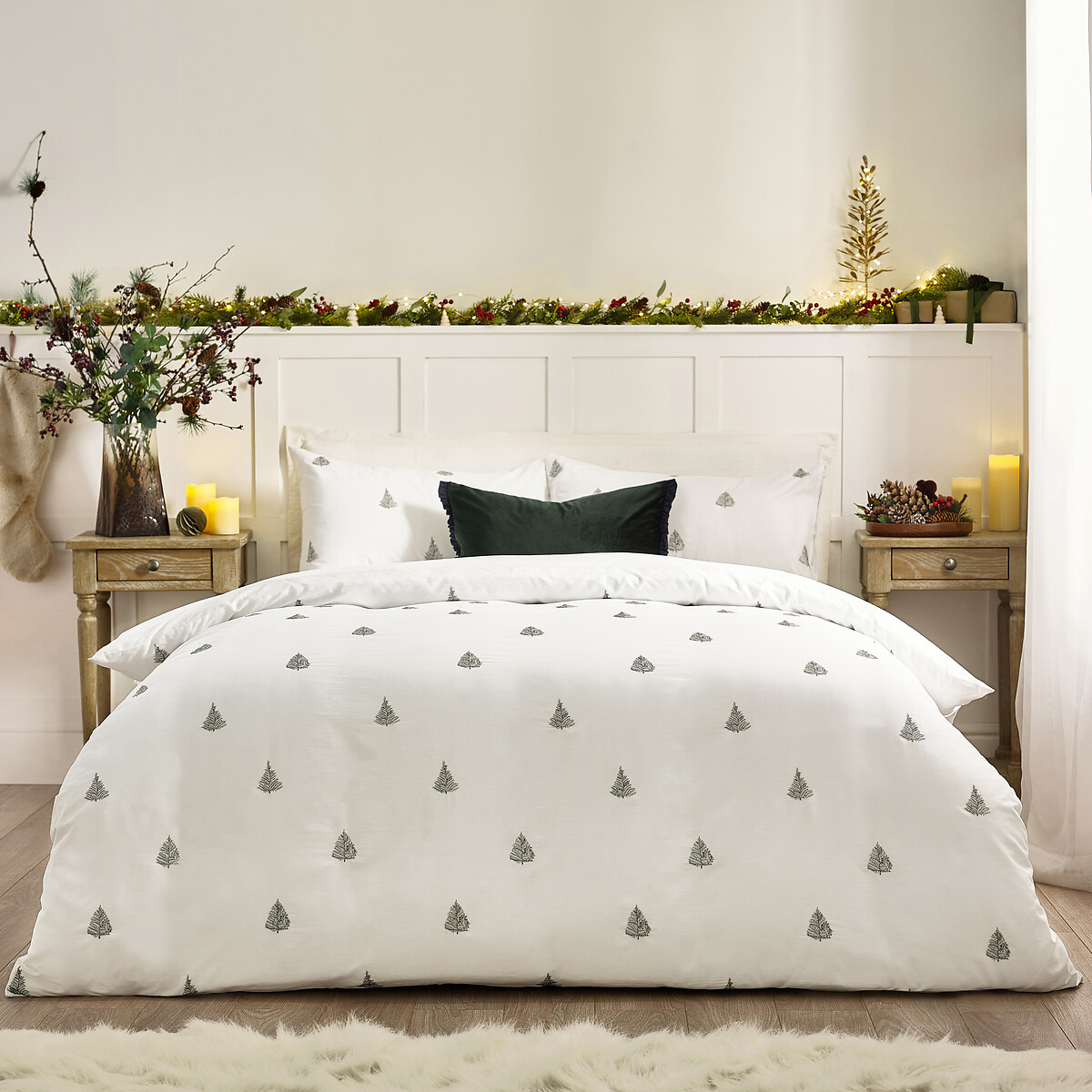 Winter Forest 100% Cotton Embroidered Duvet Cover and Pillowcase Set, WYLDER