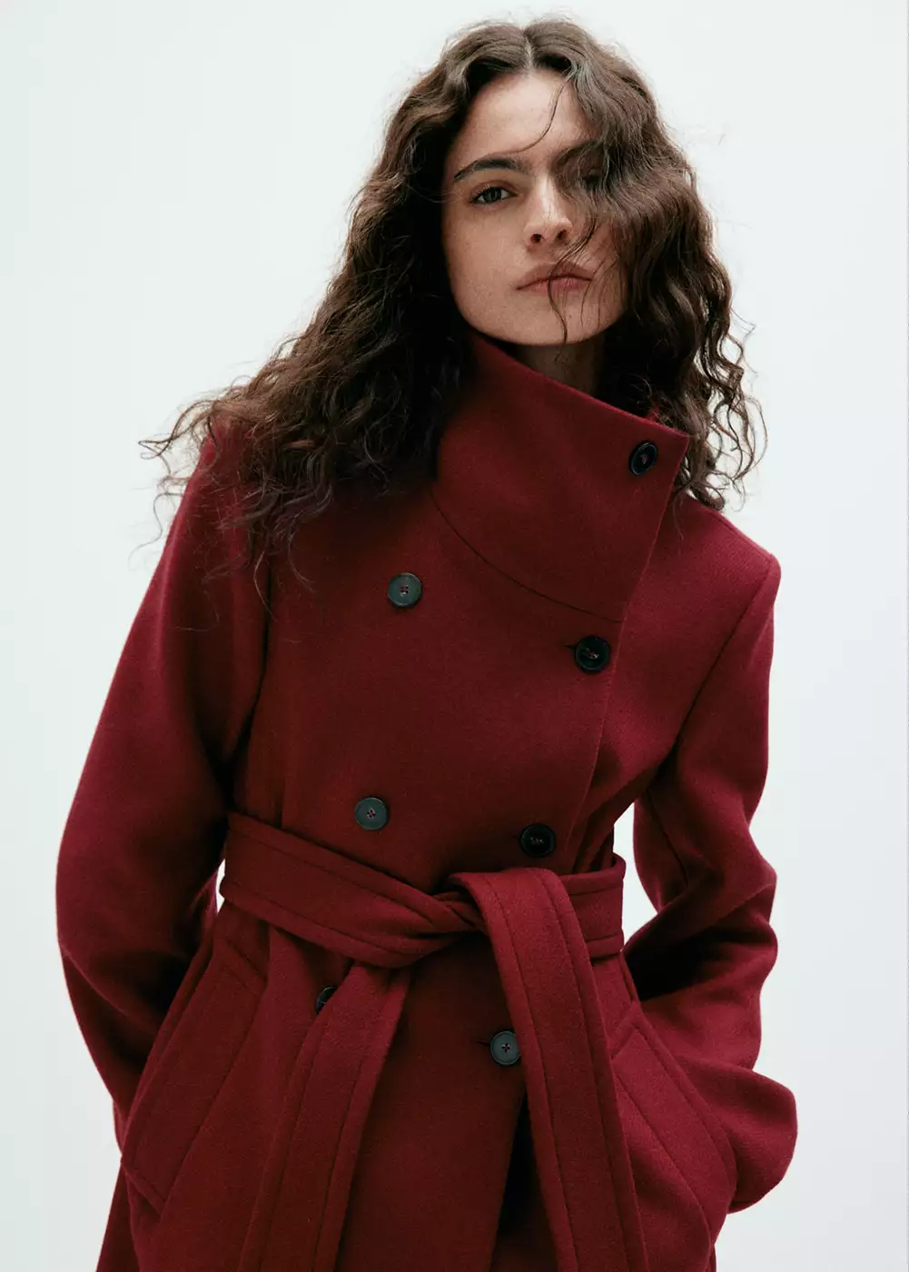 Manteau laine Manteco col cheminée, MANGO