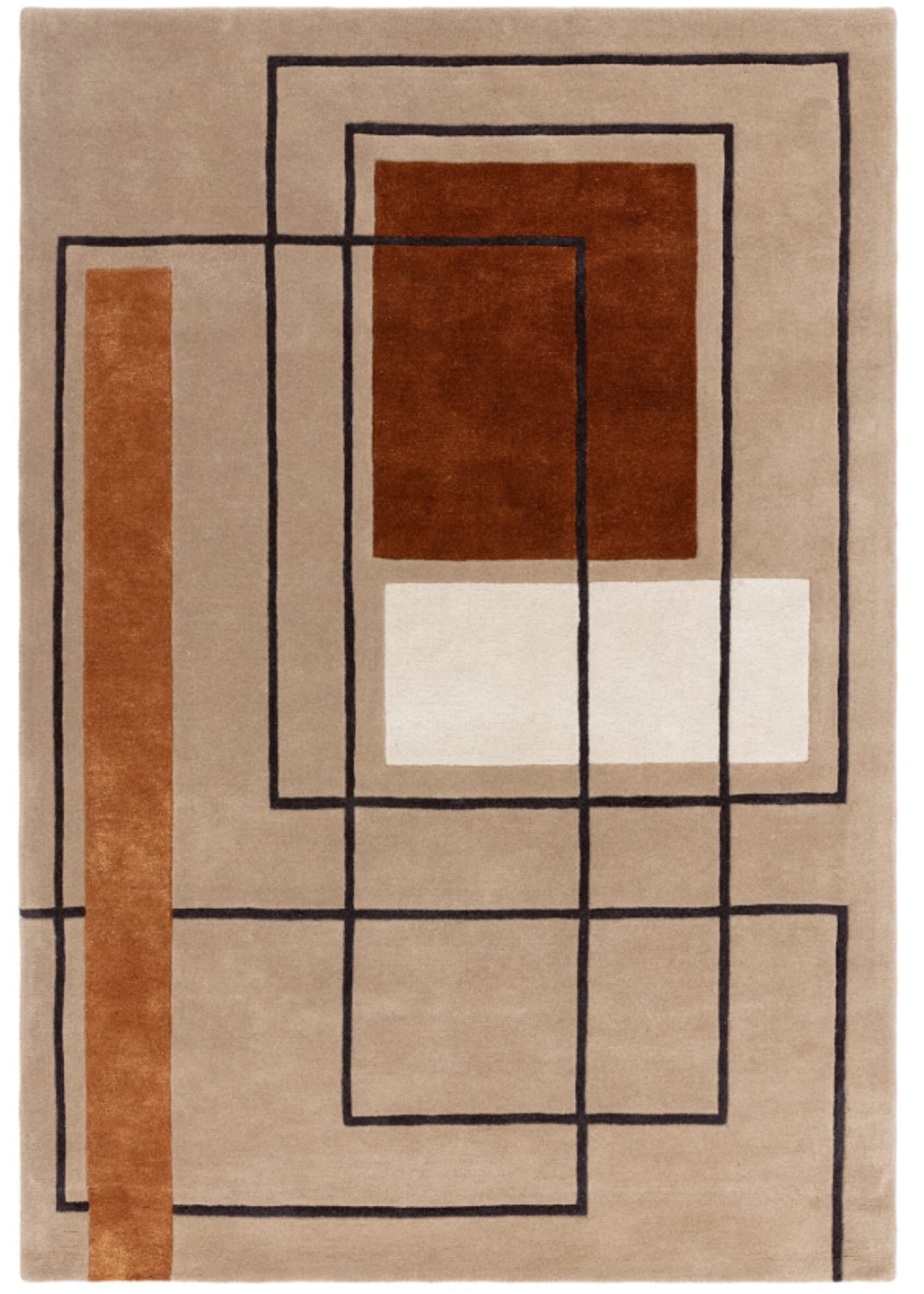 Tapis marron tufté main en laine MOCACCINO, NOVATREND