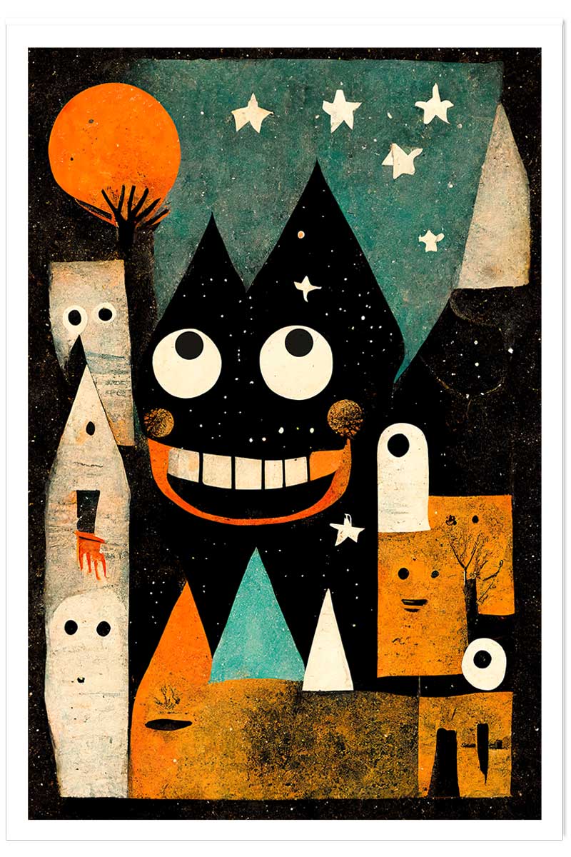 Affiche enfant ville des monstres, HEXOA
