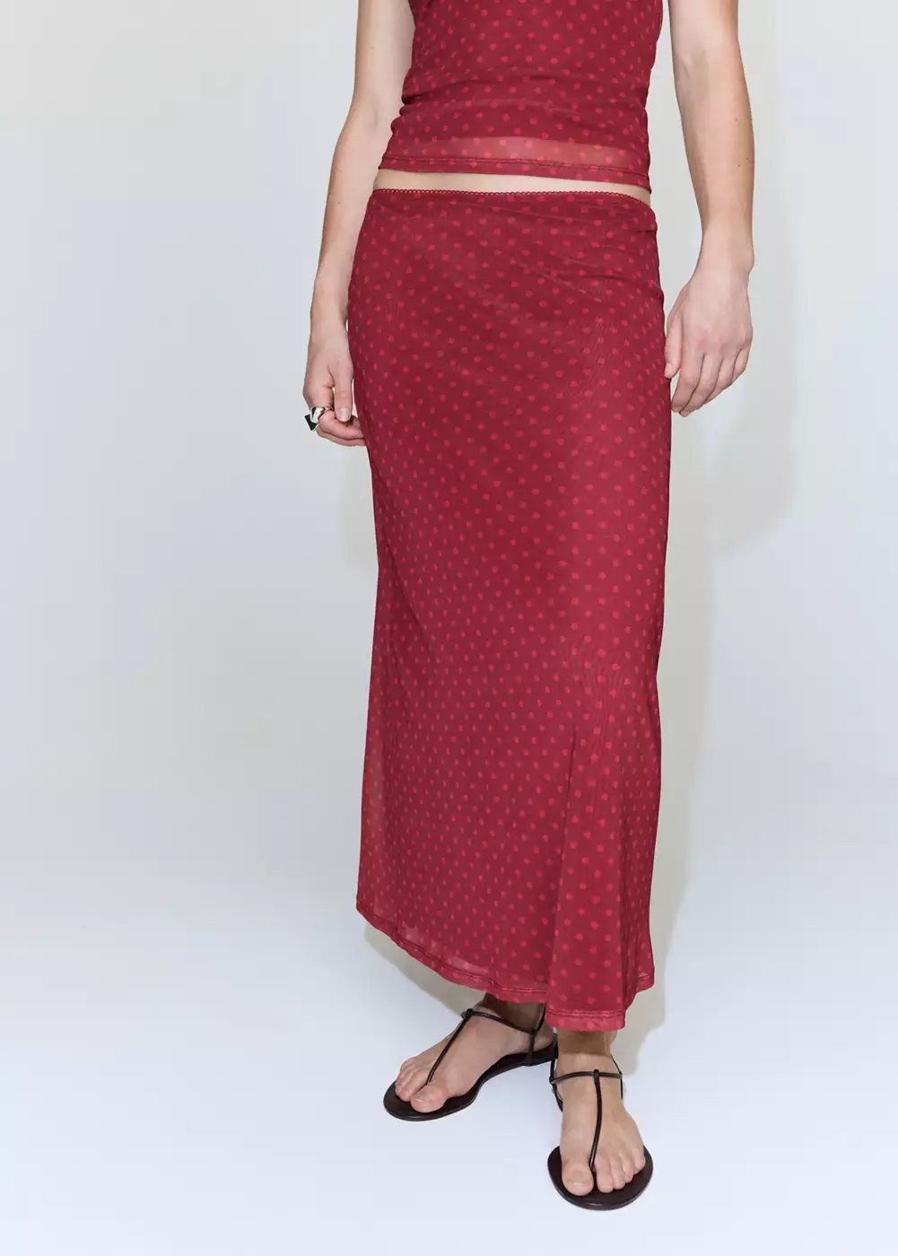 Jupe en tulle à imprimé pois, MANGO