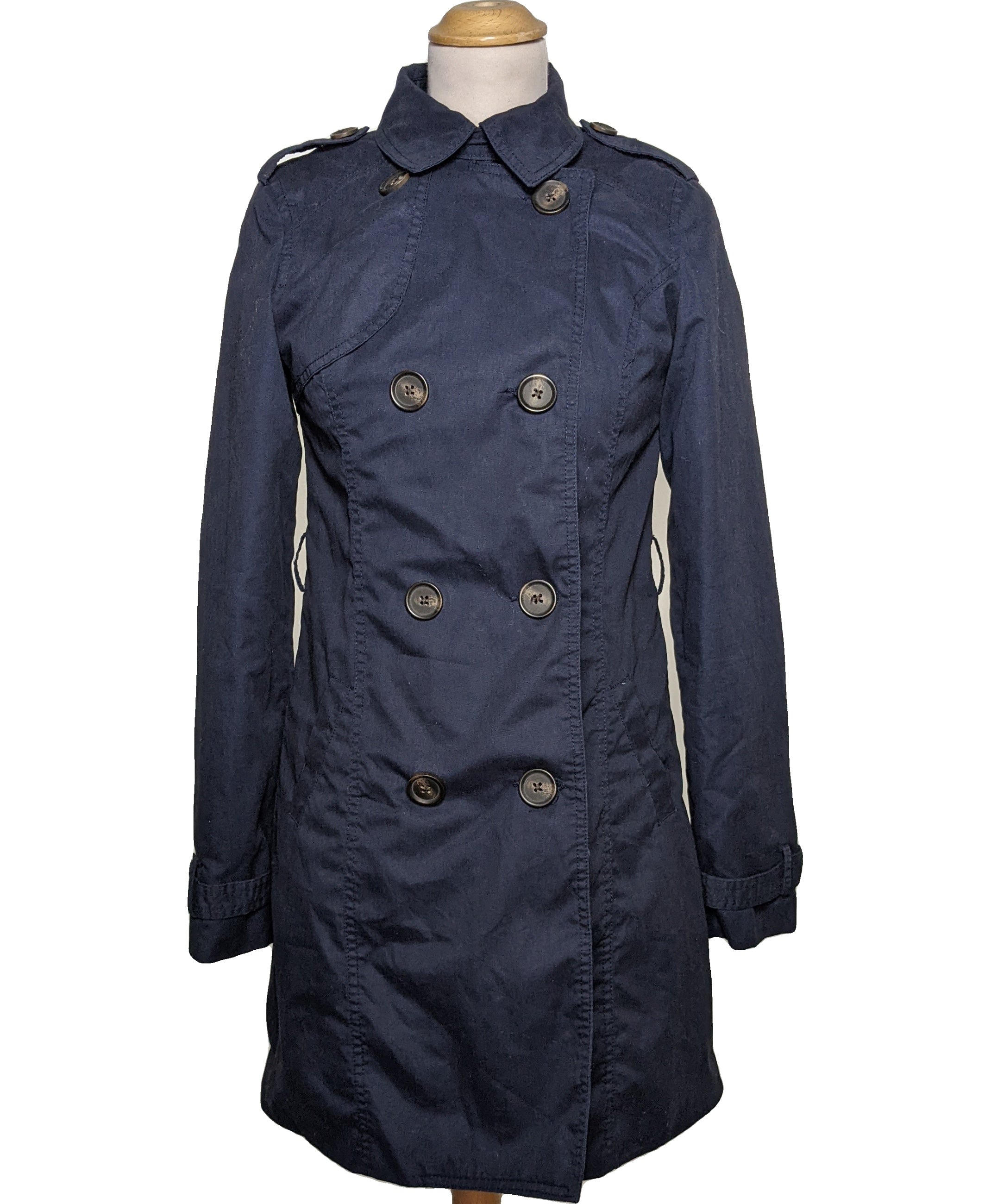 Veste Courte En Bouclette Chinée Bleu Et Blanc PIMKIE - Taille 38 - Occasion Très Bon état - Style Blouson Décontracté