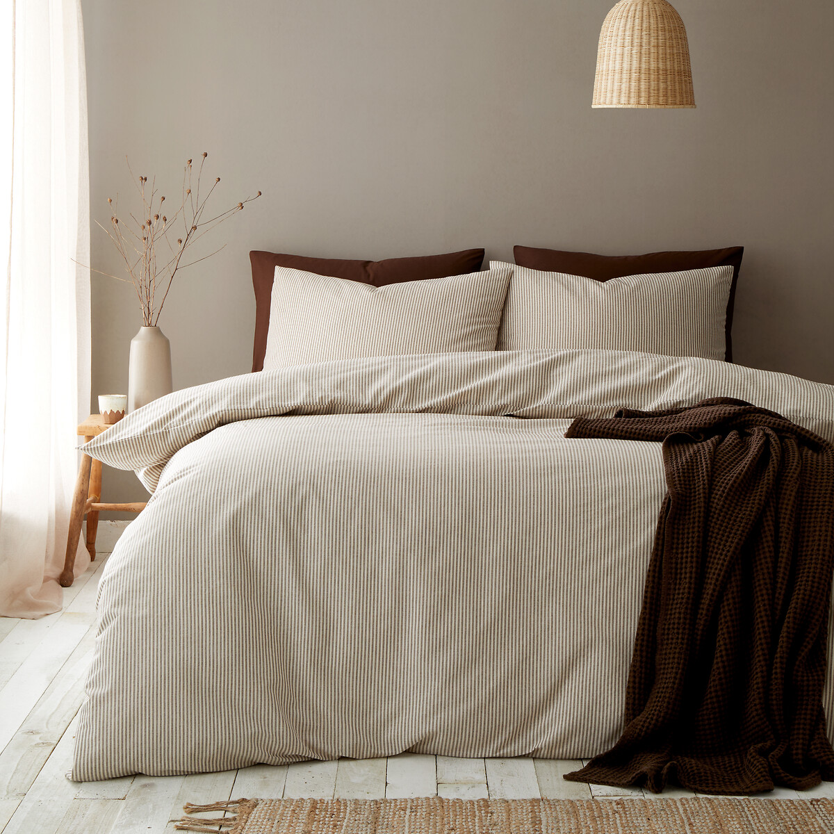 Cotton Rich Narrow Woven Stripe Duvet Cover Set, PINEAPPLE ELEPHANT