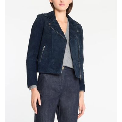 Veste en cuir bleu marine 2024 femme