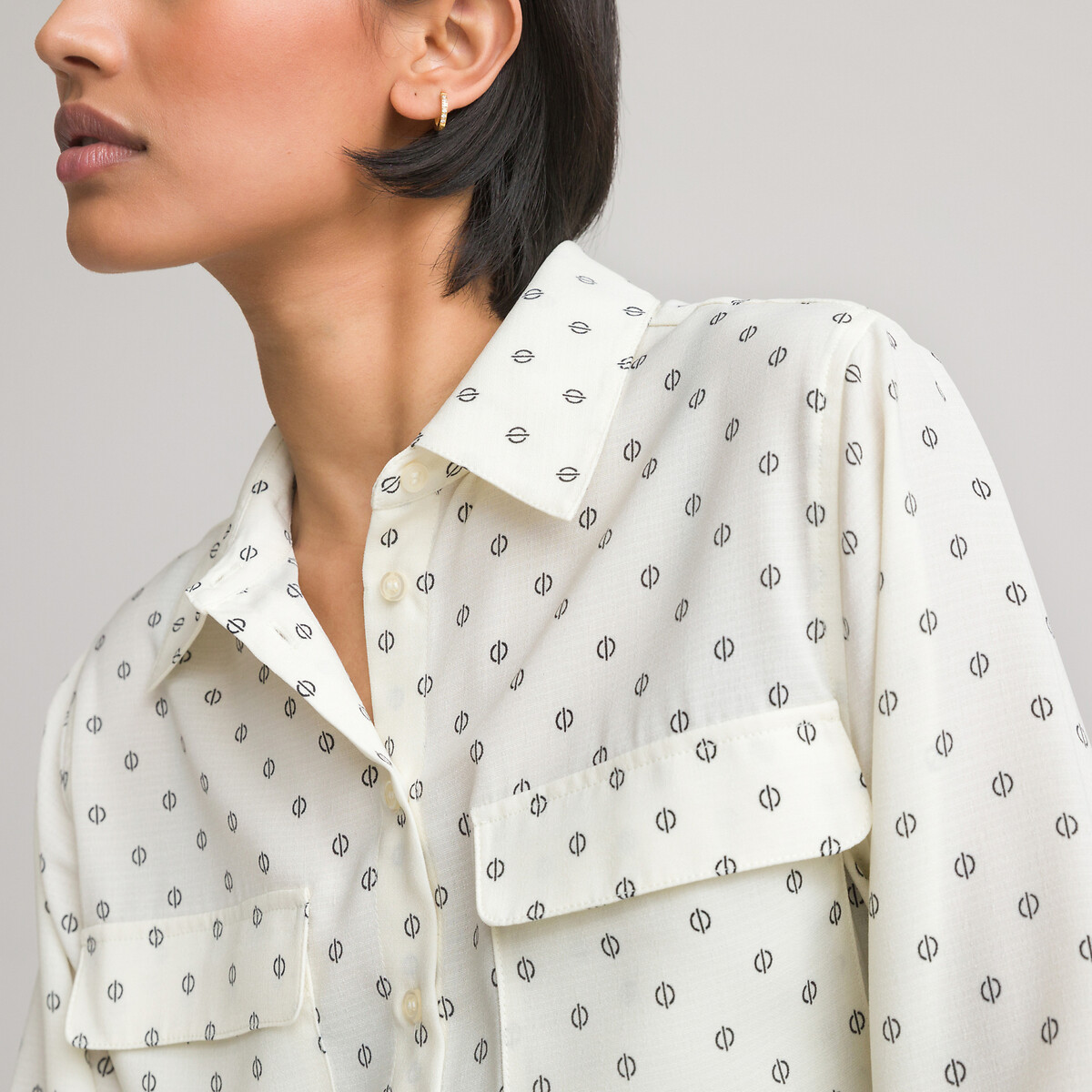 Recycled polka dot shirt with long 