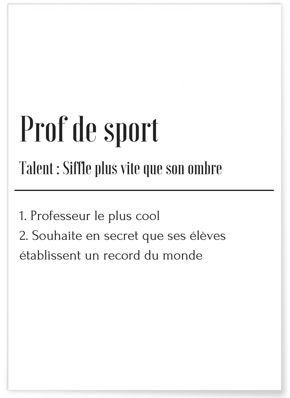 Affiche Définition Professeur de Sport, L'AFFICHERIE