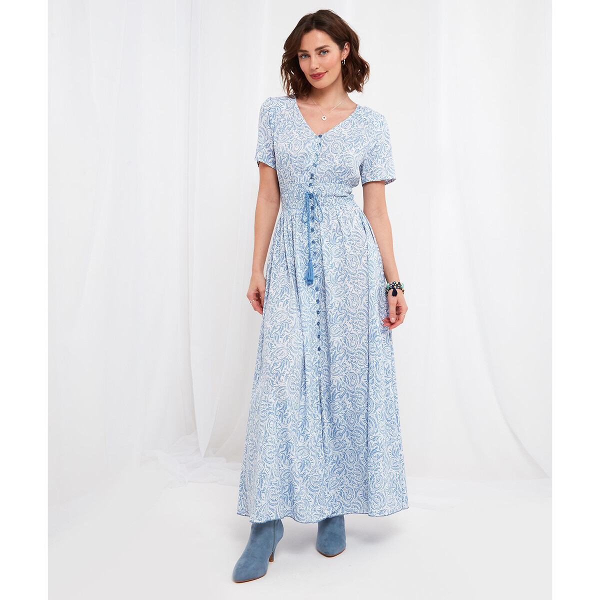 Light blue short sleeve clearance maxi dress