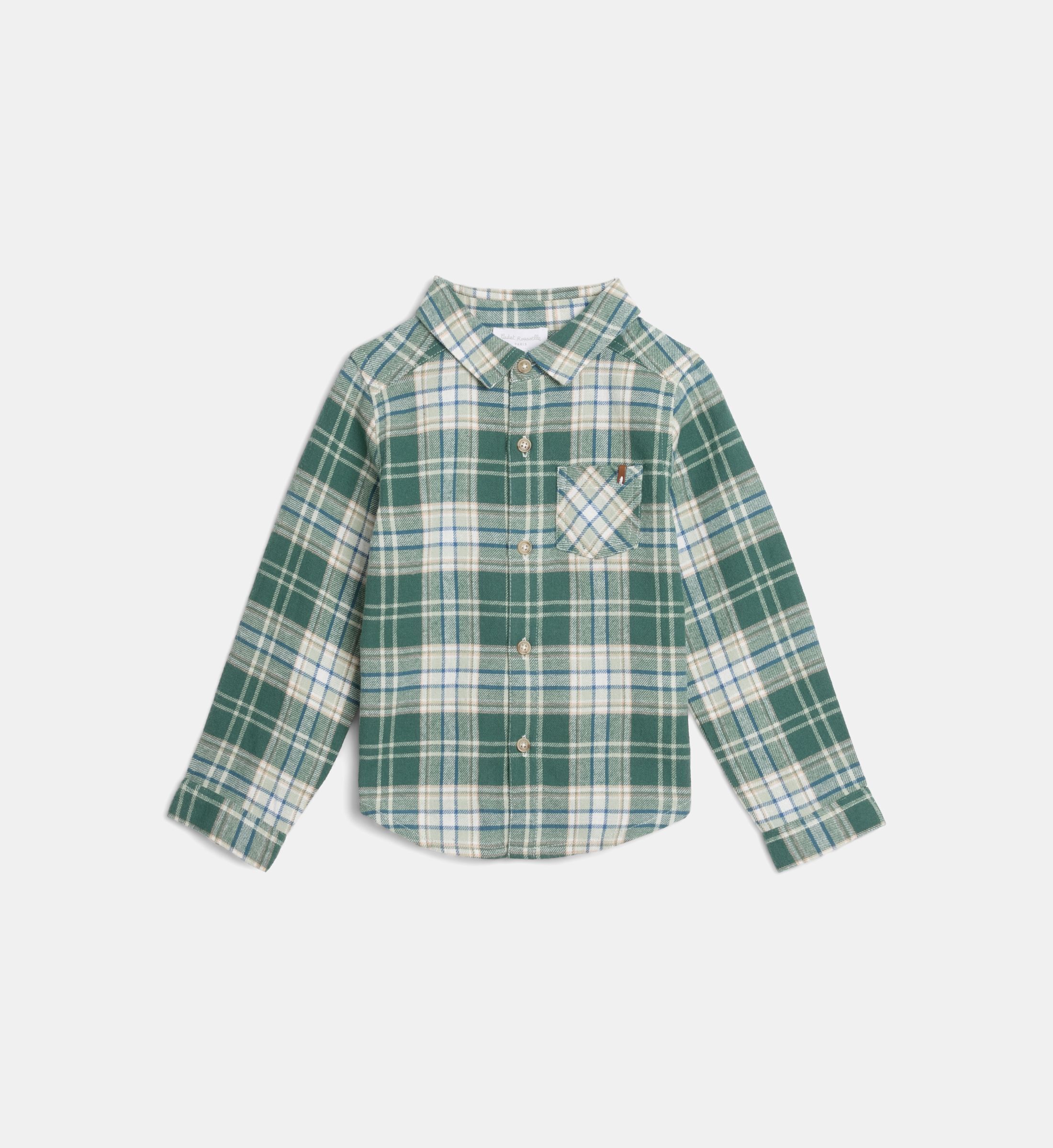 Chemise droite à carreaux tatias en flanelle de coton bio, CADET ROUSSELLE