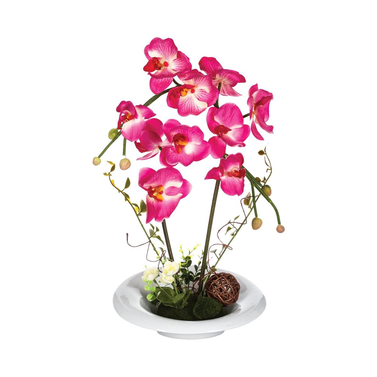 Atmosphera Composition Artificielle Orchidée dans Un Vase en céramique H 45 cm 