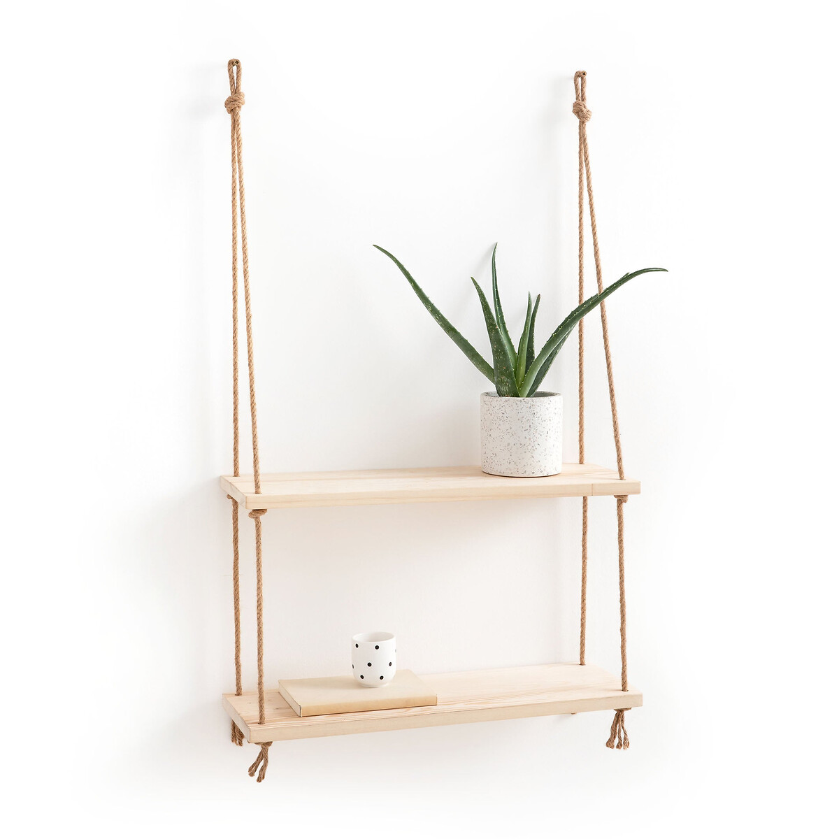 Dubbele wandplank in den en sisal L60cm, Mareo