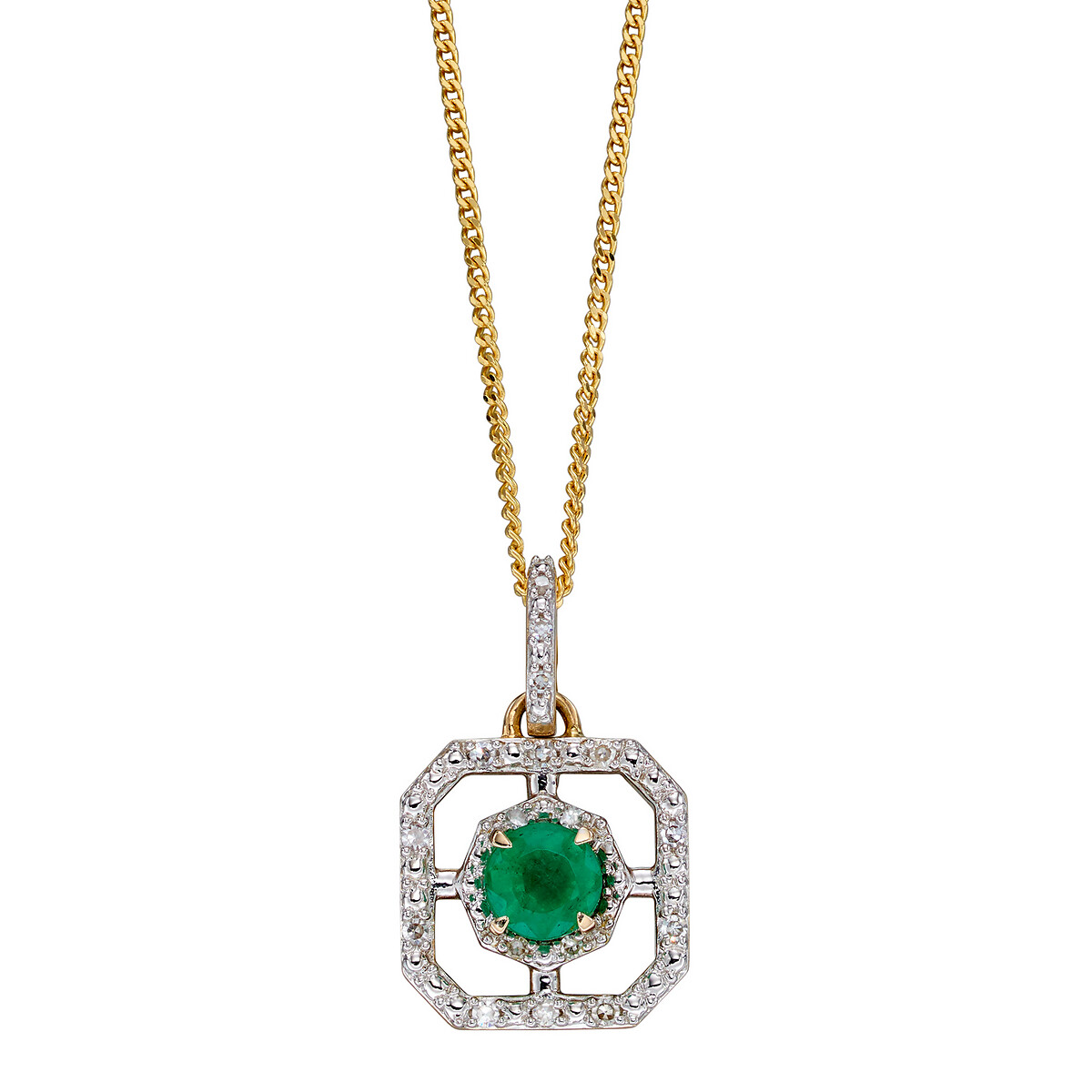 Art deco 9ct gold emerald necklace 