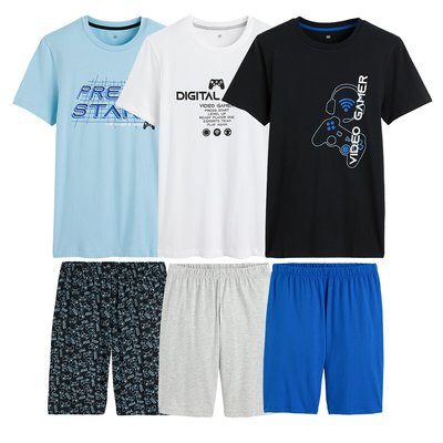 Pack of 3 Short Pyjamas in Cotton with Gaming Print LA REDOUTE COLLECTIONS