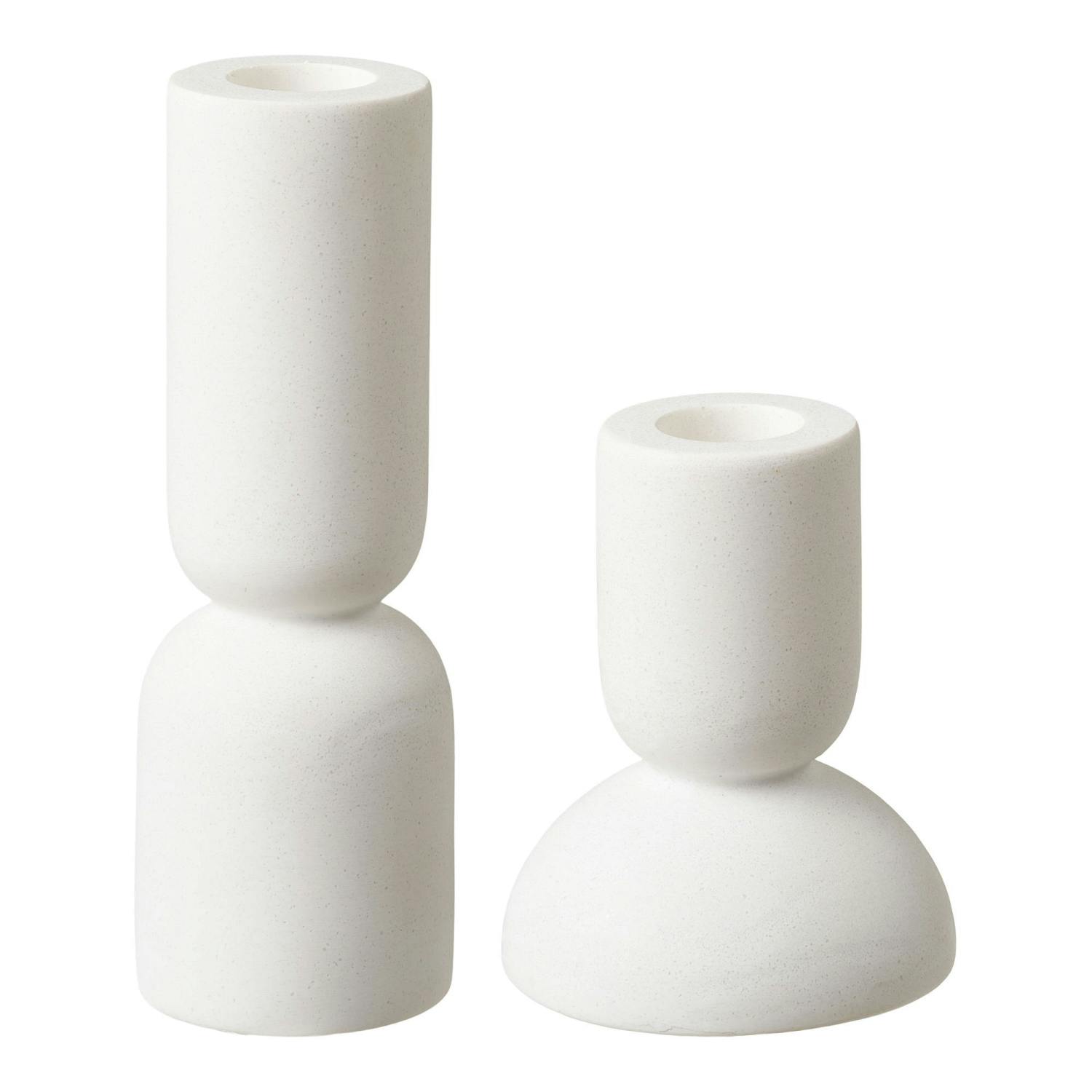 Bougeoir blanc design (2 formes assorties), PIER IMPORT