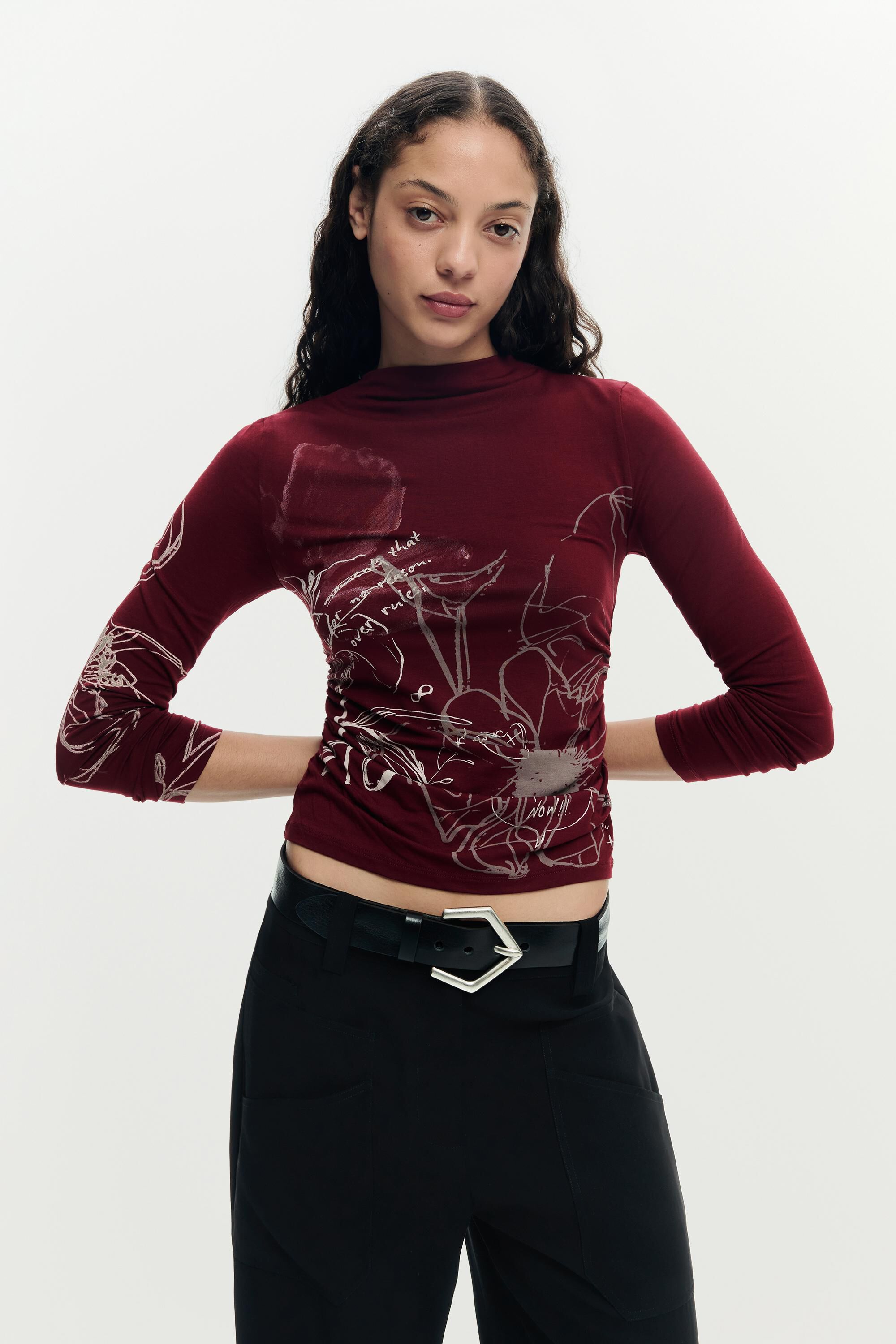 T-shirt à manches longues imprimé, DESIGUAL