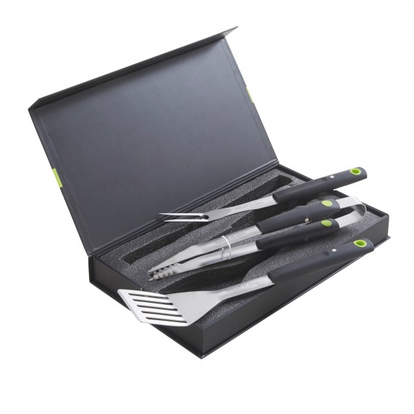 Coffret d'ustensiles barbecue et plancha aimantée avec manche soft touch, COOK IN GARDEN