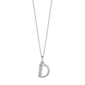 Sterling Silver Art Deco Initial 'D' Pendant with Cubic Zirconia Stone Detail BEGINNINGS image