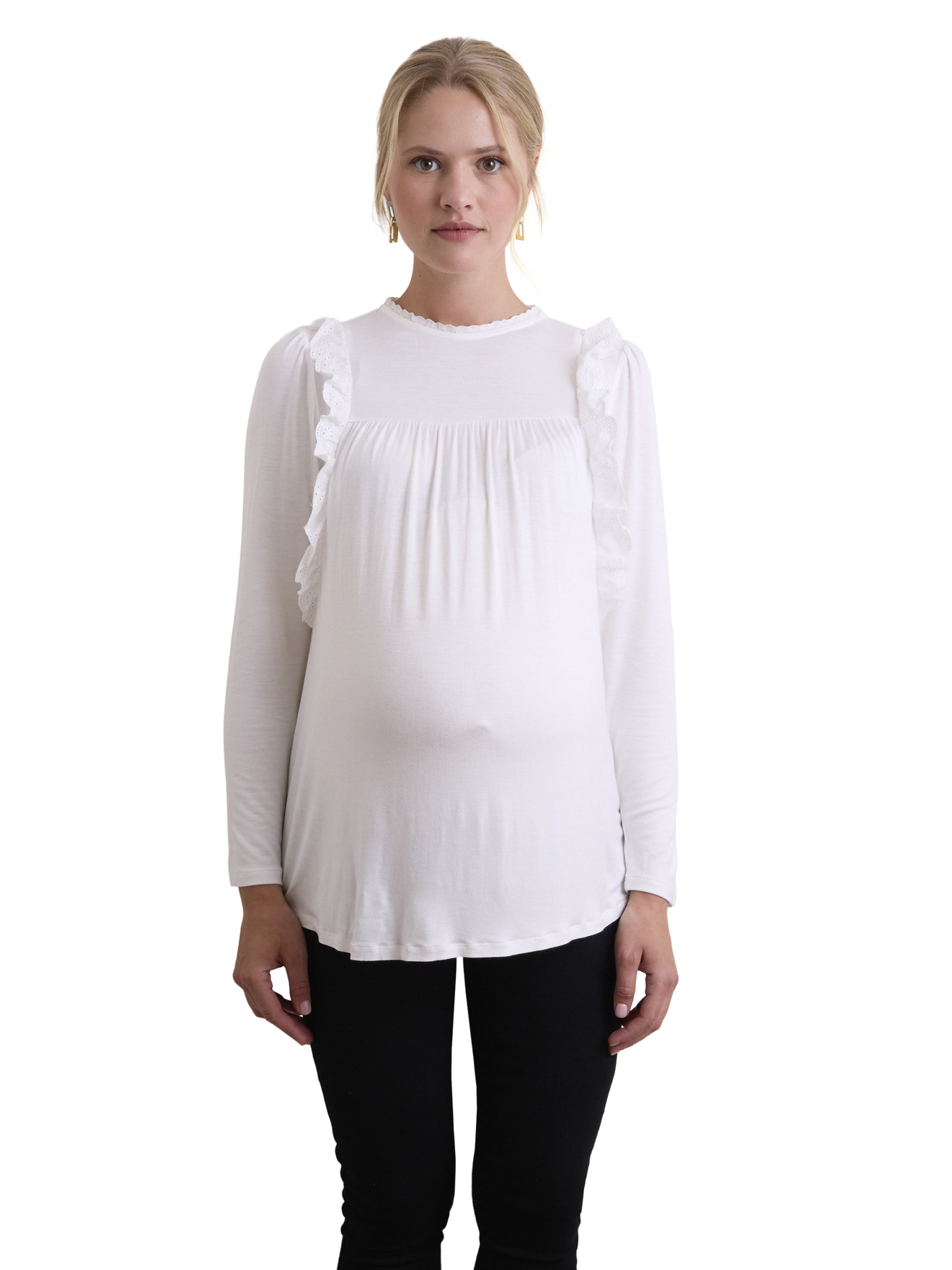 T-shirt blouse de grossesse volants en broderie anglaise, VERTBAUDET