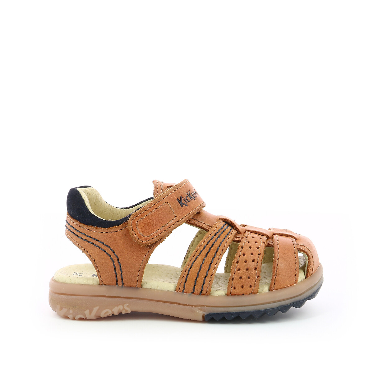 Image of Kids Platinium Leather Sandals with Touch 'n' Close Fastening