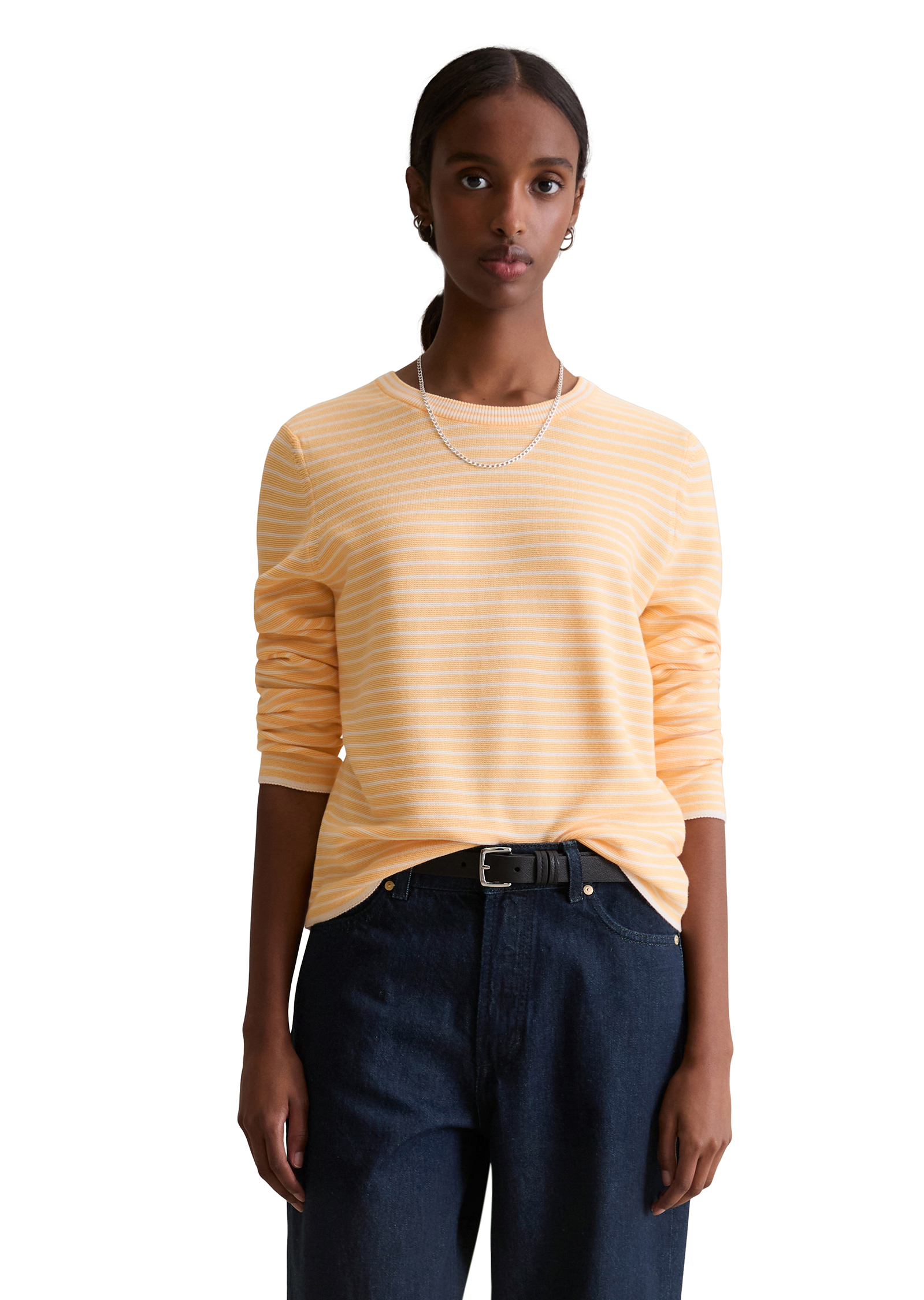 Pull-over rayé régulier en Compact Cotton, MARC O’POLO DENIM