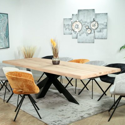 Table extensible en chêne blanc avec bords naturels 300 cm PALERME PIER IMPORT