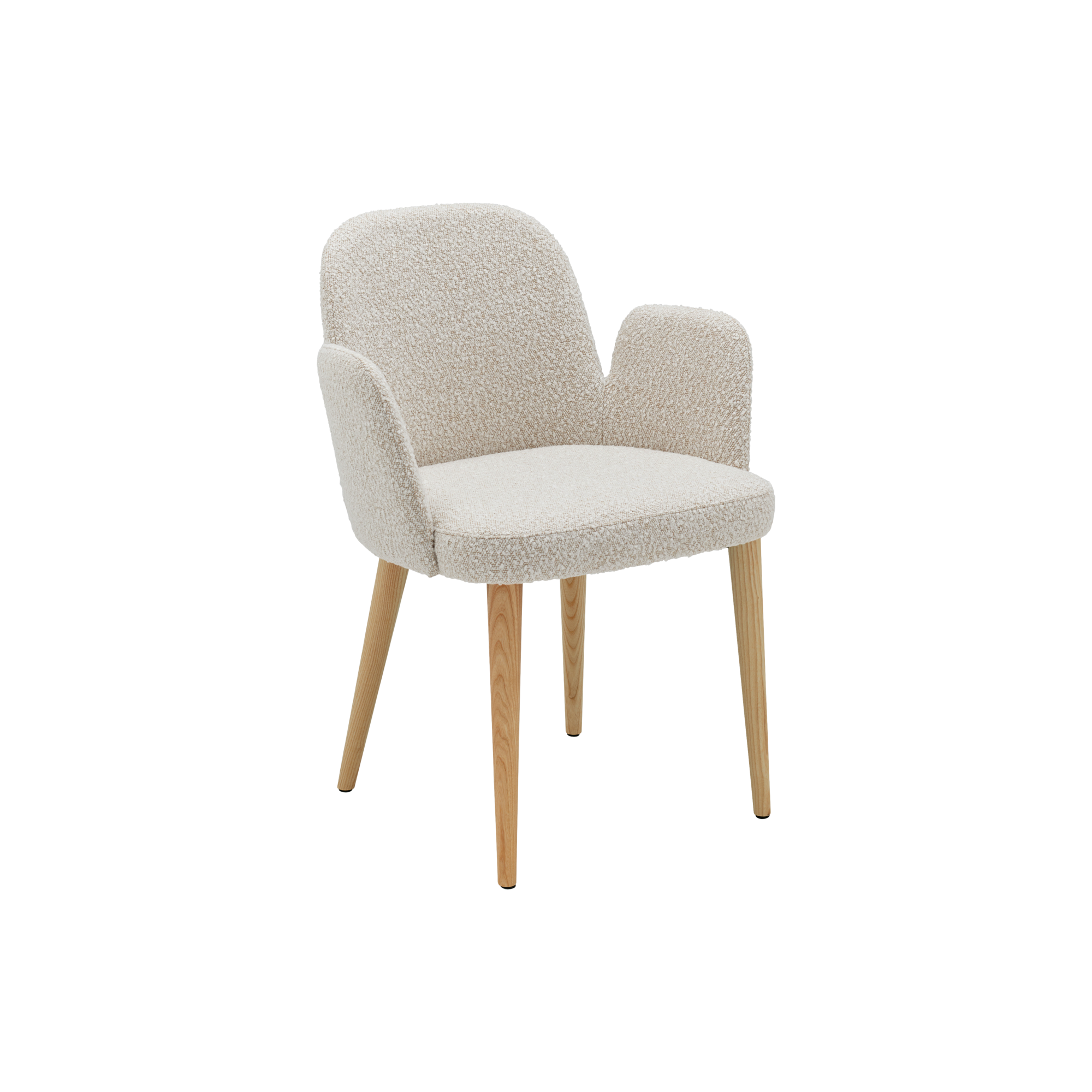 Chaise avec accoudoirs bouclette pieds bois - MAXINE, CAMIF