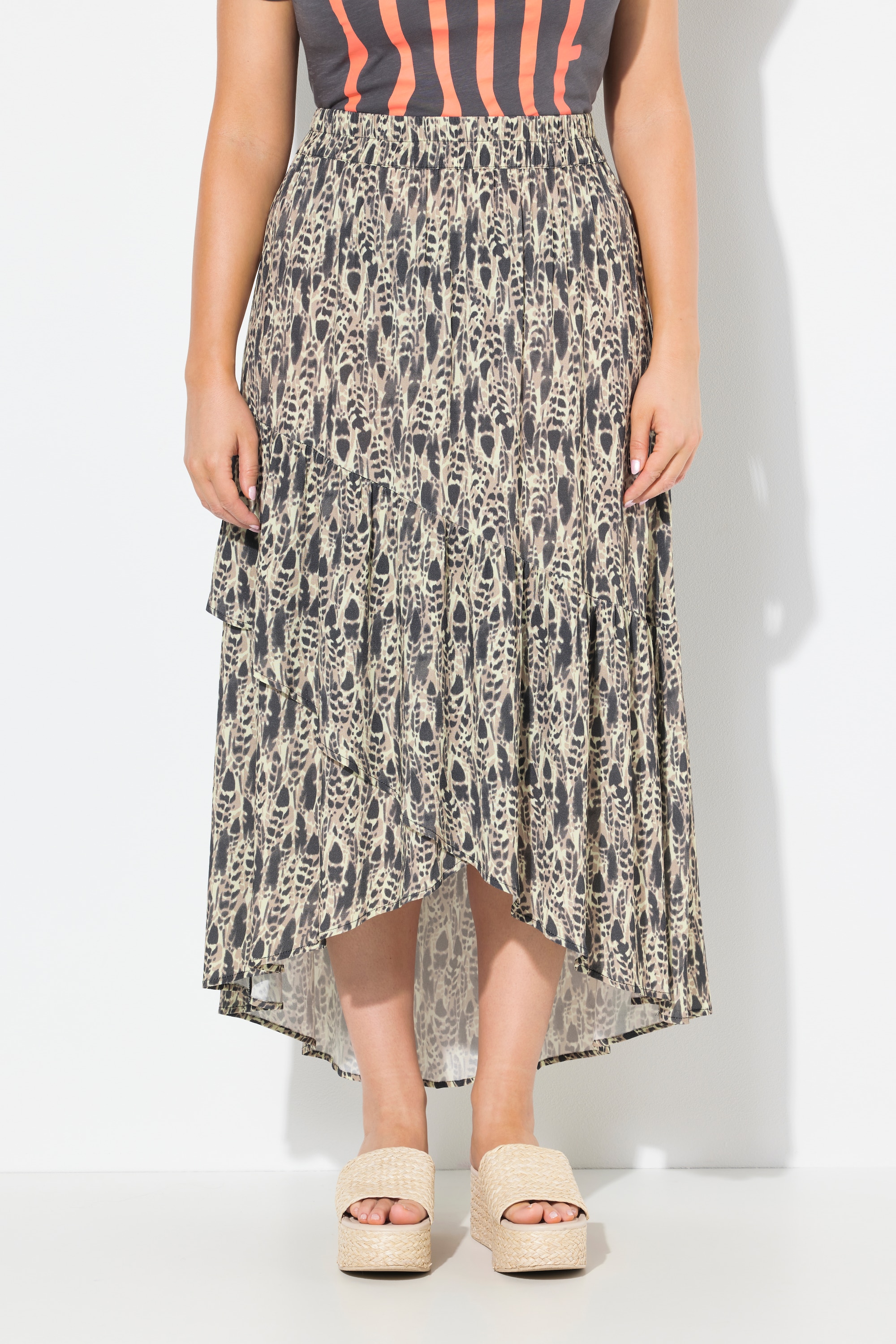 Jupe maxi imprimée. Coutures fantaisie, ULLA POPKEN