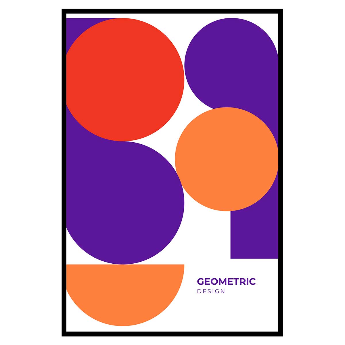 Affiche encadrée géométrique cercles violet orange, HEXOA
