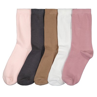 Pack of 5 Pairs of Crew Socks in Plain Cotton Mix LA REDOUTE COLLECTIONS
