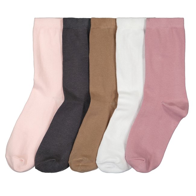 5er-Pack unifarbene Socken rosa/grau <span itemprop=