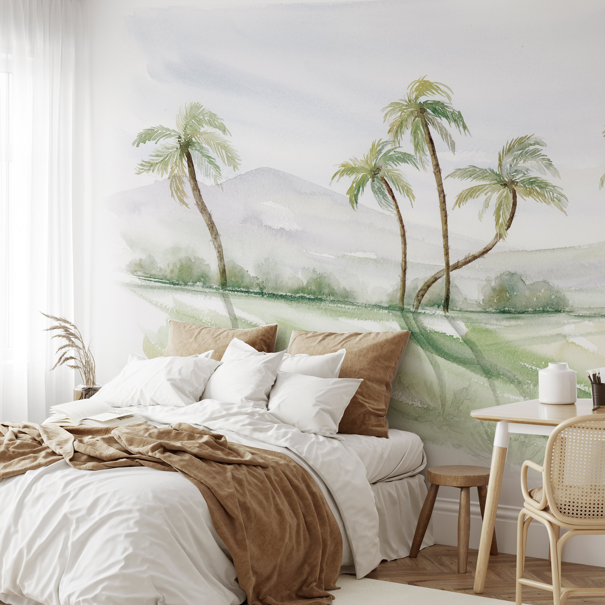 Papier peint panoramique Paysage de palmiers, Couleurs 525 x 250cm, ACTE DECO