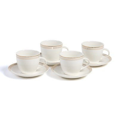 Set of 4 Soline Porcelain Cups & Saucers LA REDOUTE INTERIEURS
