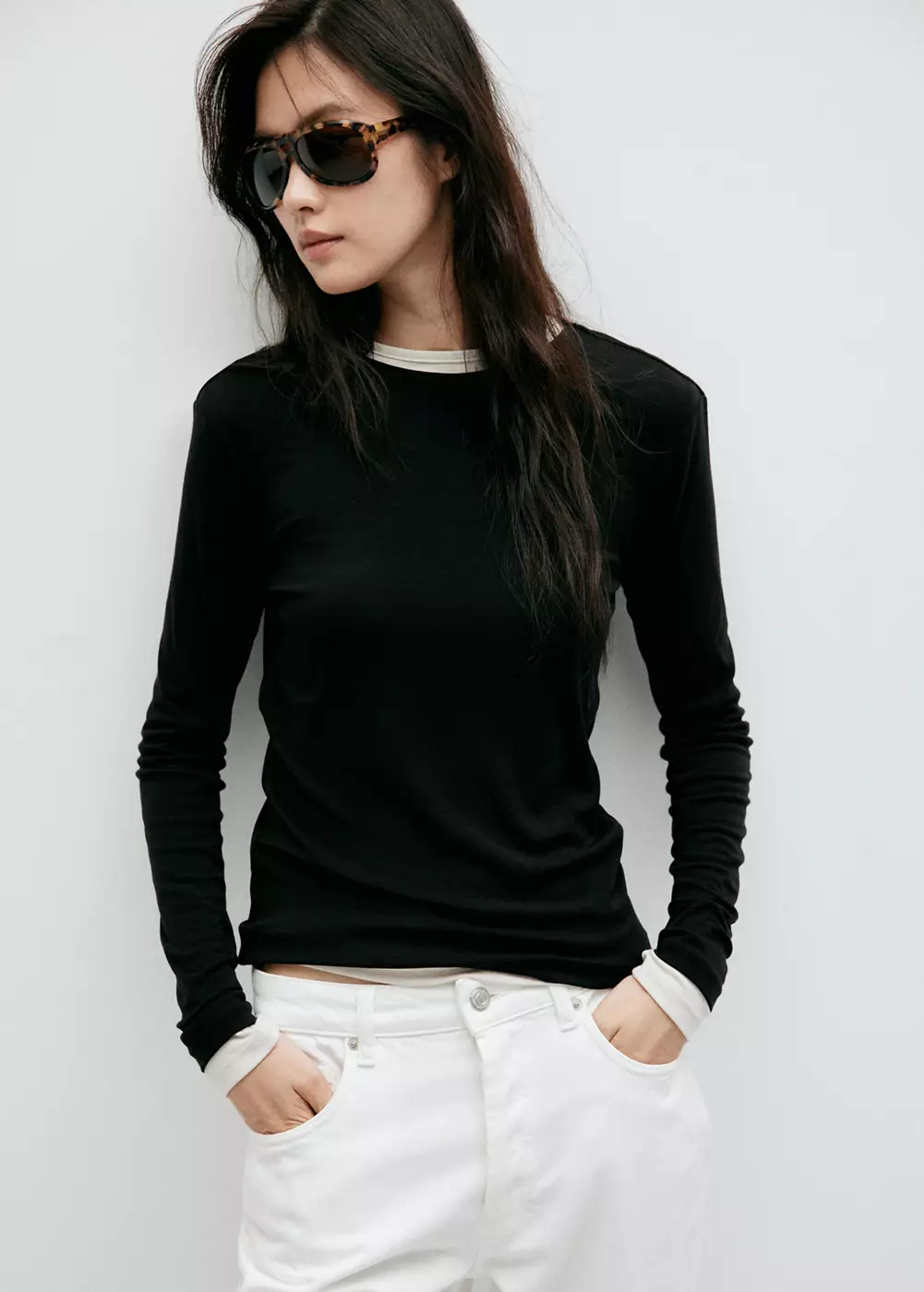 T-shirt ajusté manches longues, MANGO