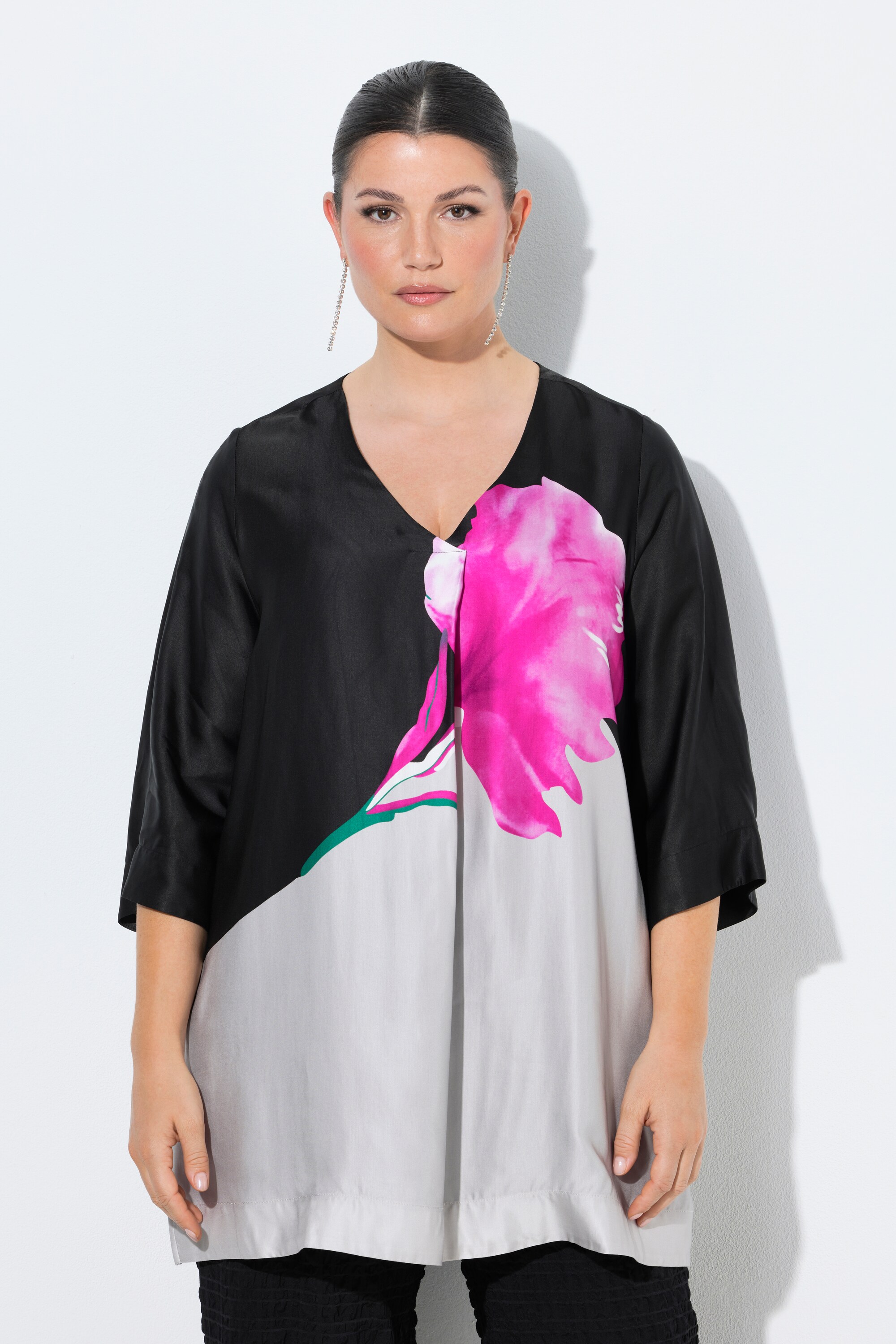 Blouse en satin motif floral, ULLA POPKEN