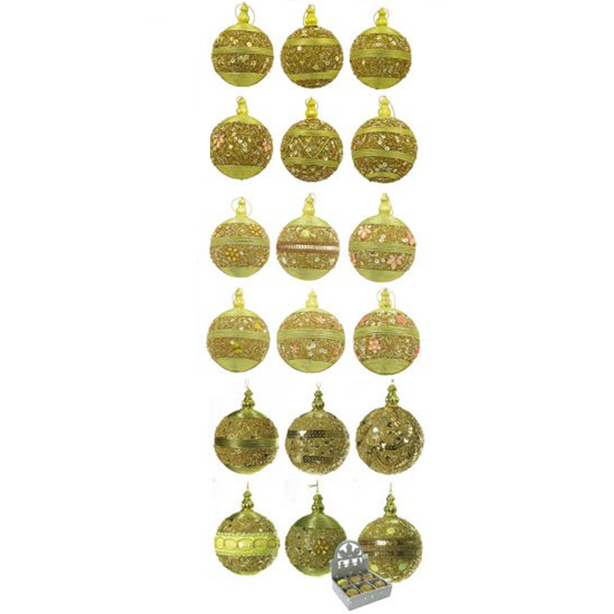 Set de 6 boules de Noël décorées – Sequins, strass et perles, EDEN