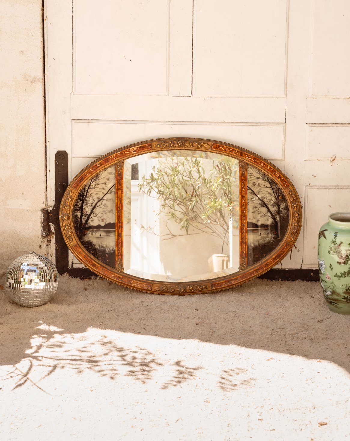 Miroir ovale en bois Georges N°1347 - Bon état, DEBONGOUT