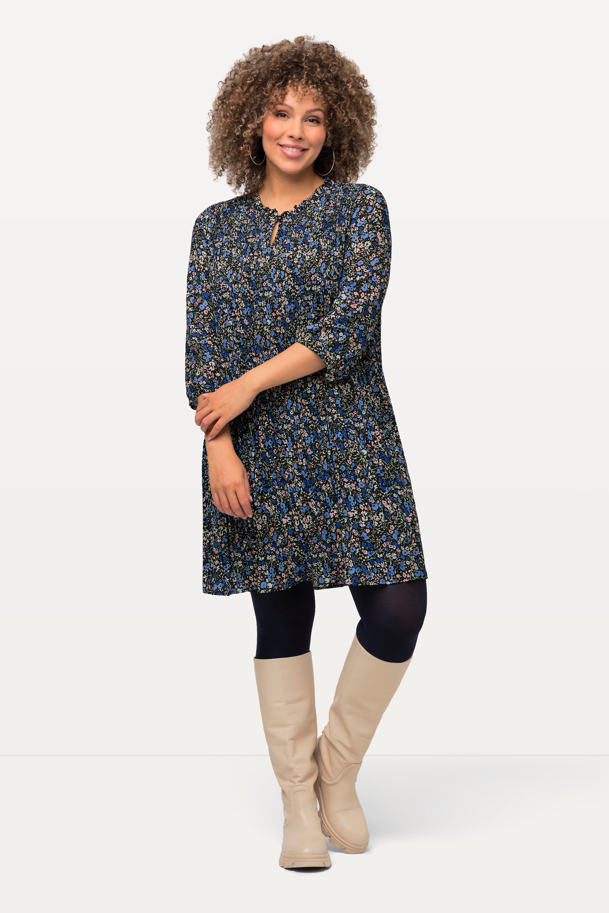 Robe courte plissée avec manches, ULLA POPKEN