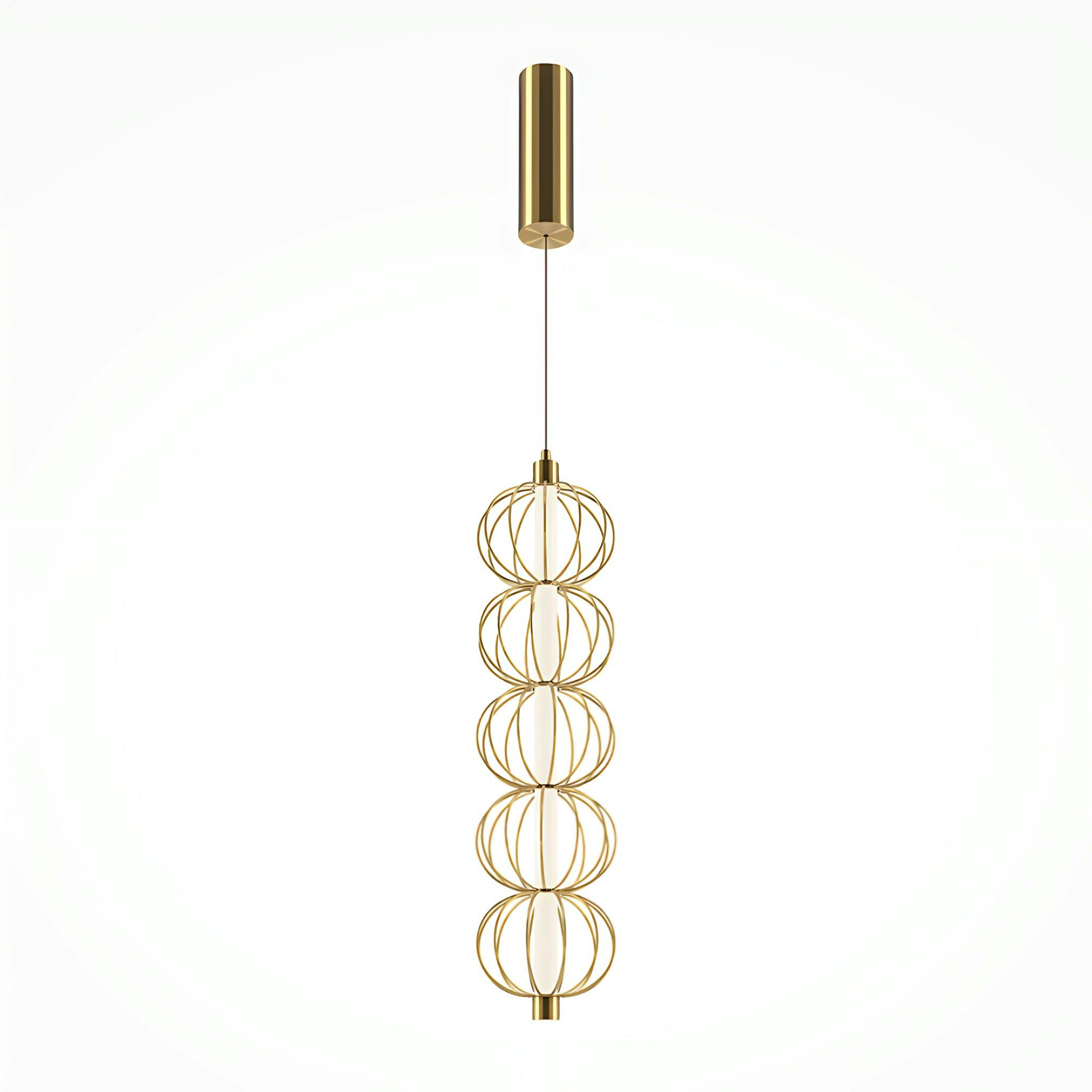 Suspension design LED avec sphères en métal doré EDEN, PIER IMPORT