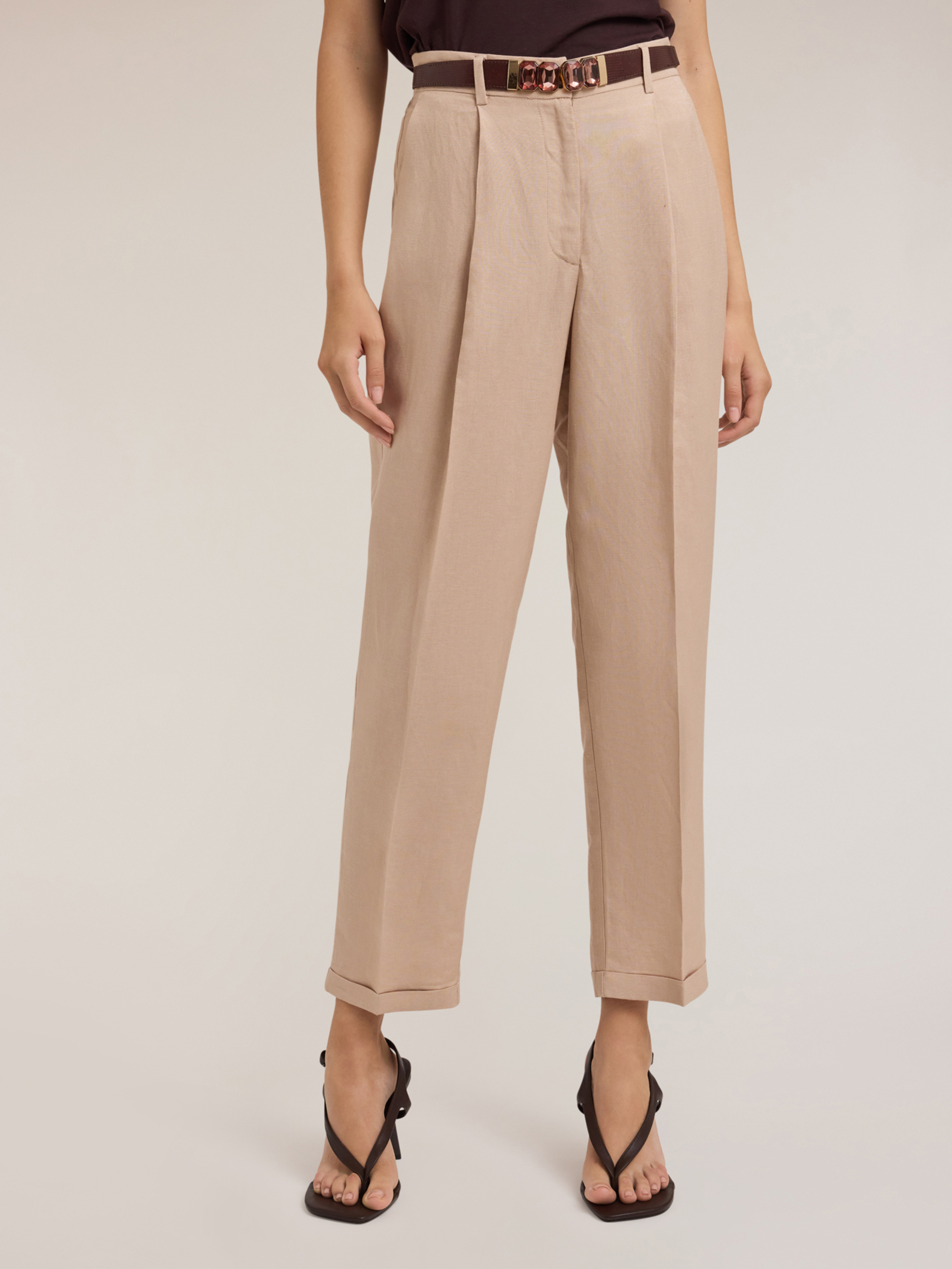 Pantalon regular en lin viscose, MOTIVI