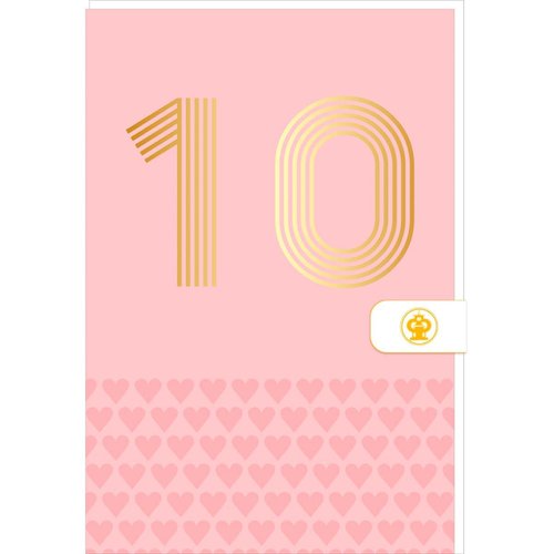 Carte d'anniversaire 10 ans en or - rose - a message - pour enfant fille -  11,5 x 17 cm - rose clair Draeger Paris
