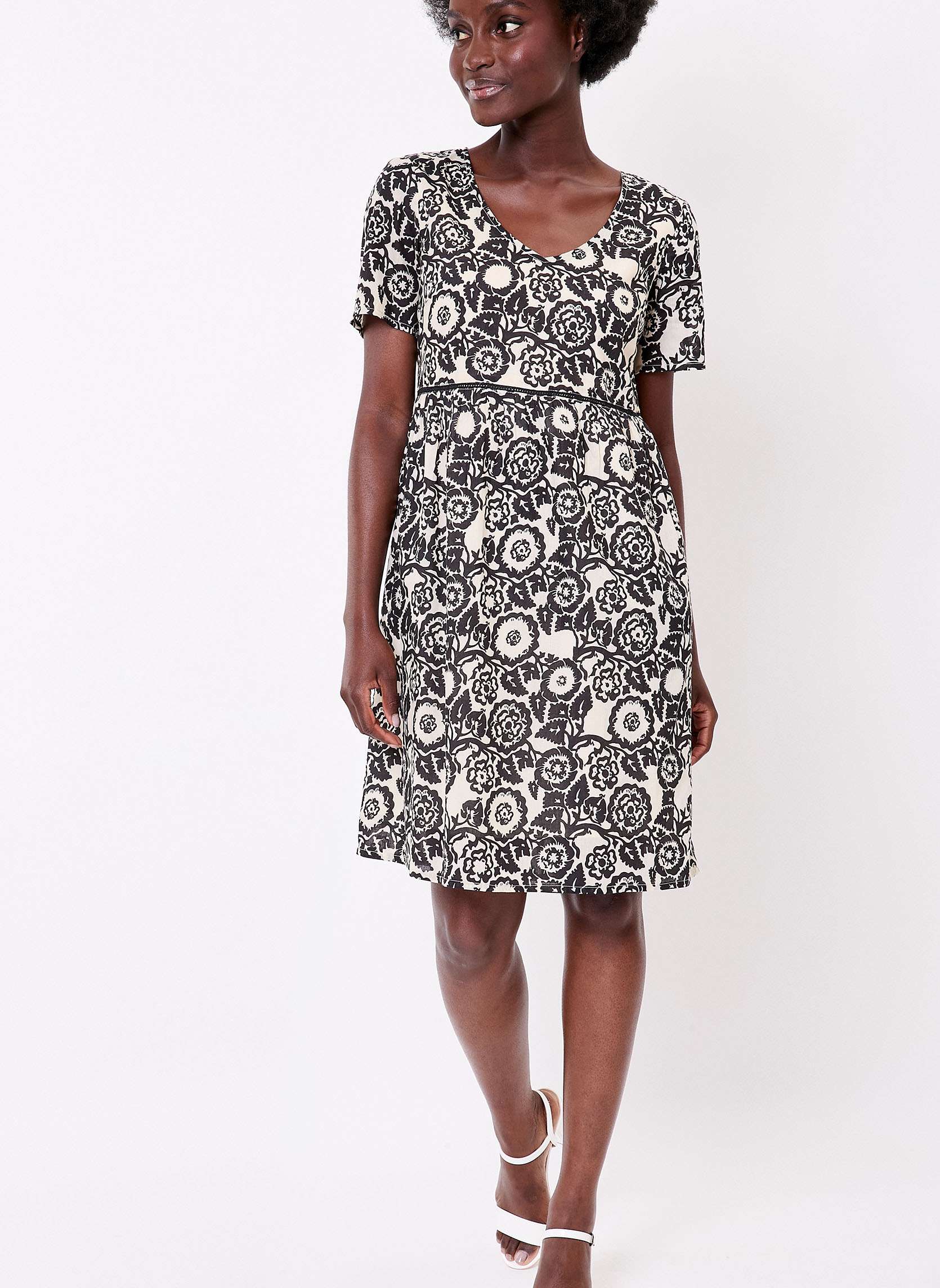 Robe imprimée évasée coton bio doublé SIWAN, LA FIANCÉE