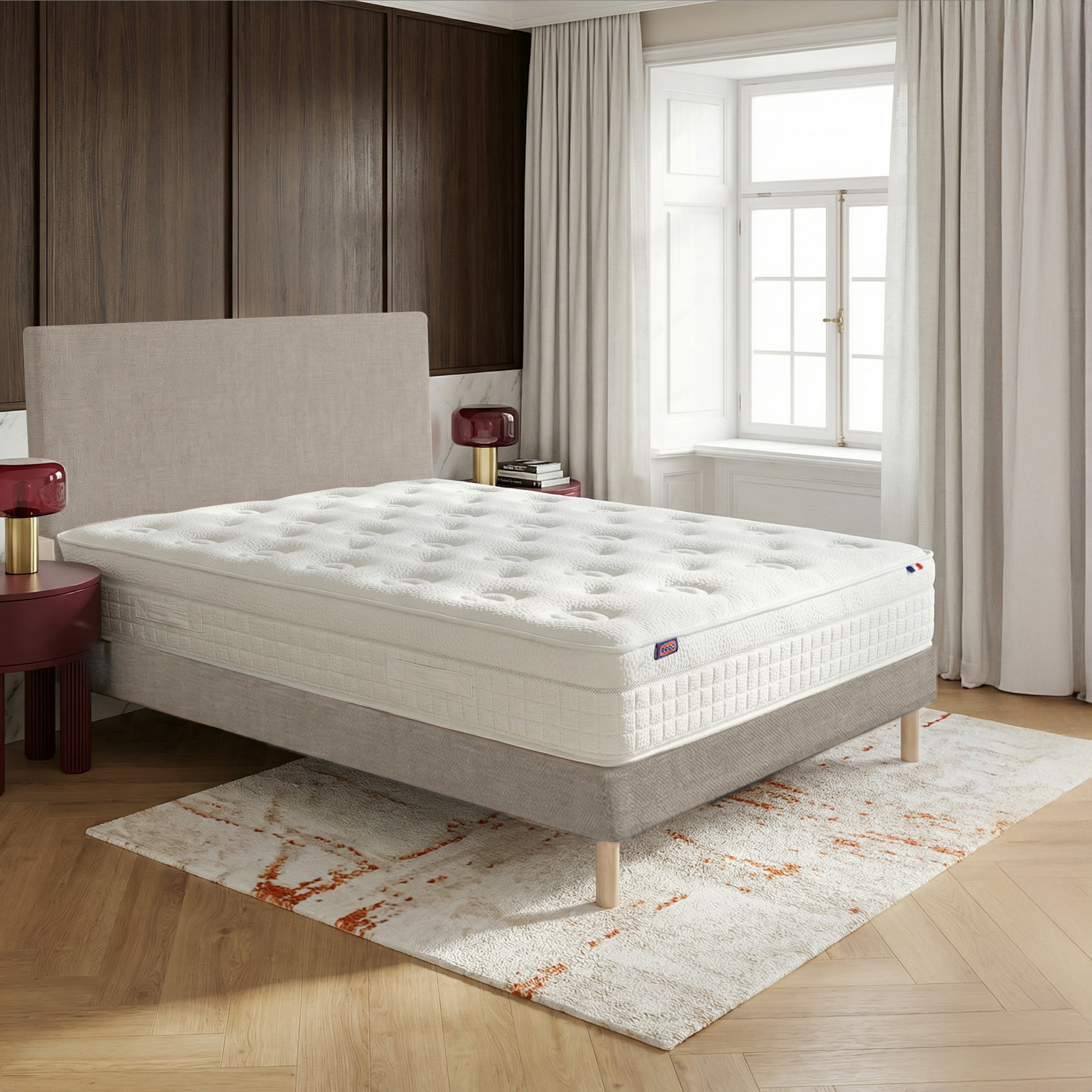 Ensemble lit - Matelas + sommier + tête de lit - Beige RENAISSANCE, DODO