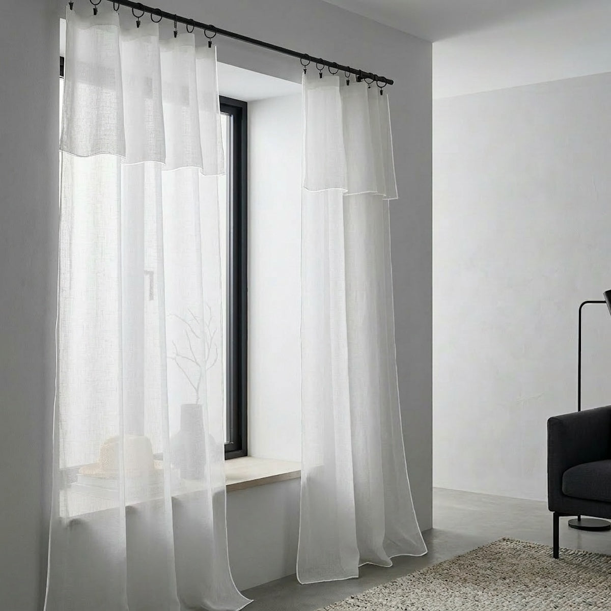 Voilage panneau (x2) voile de coton bio BRUMA Made in Europe, FEBRONIE