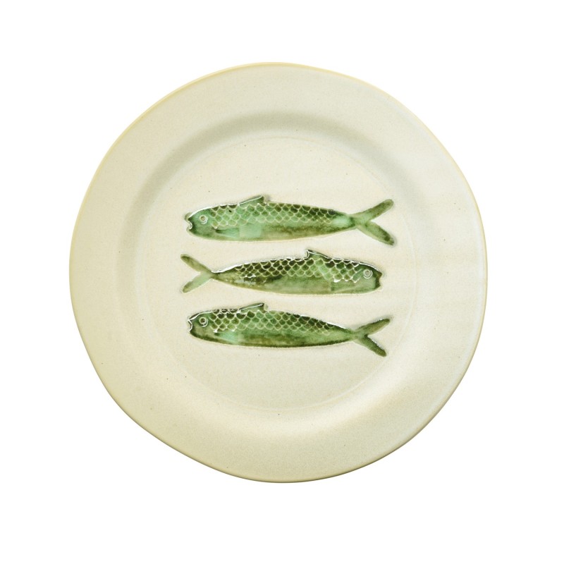 Grande assiette grès motif poissons, MADAM STOLTZ