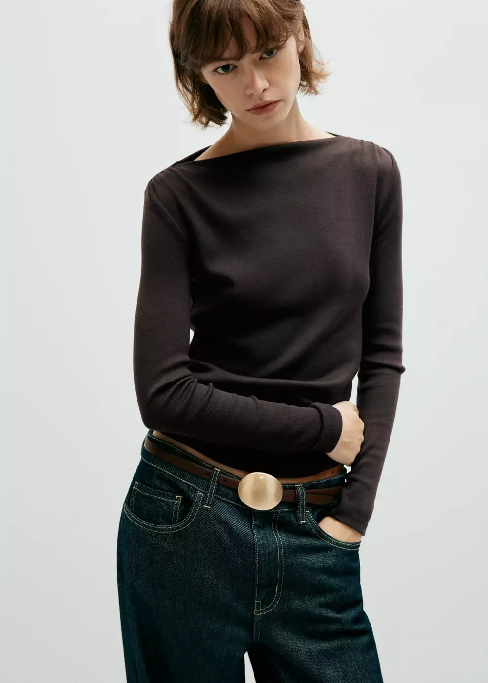T-shirt col bateau manches longues, MANGO