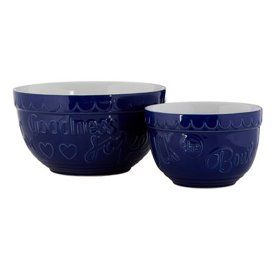 Set of 2 Round Mixing Bowls in Blue/White SO'HOME