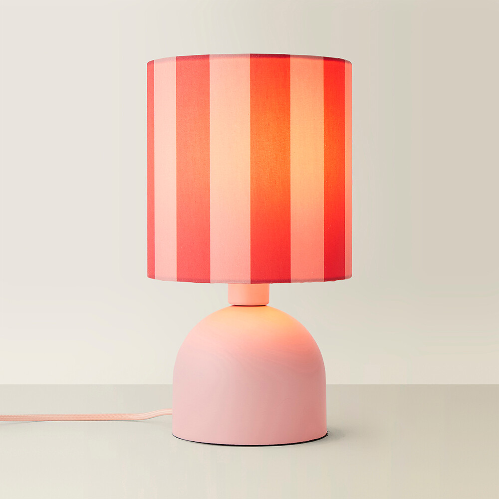 Meghan Table Lamp with Striped Shade in Pink, SO'HOME