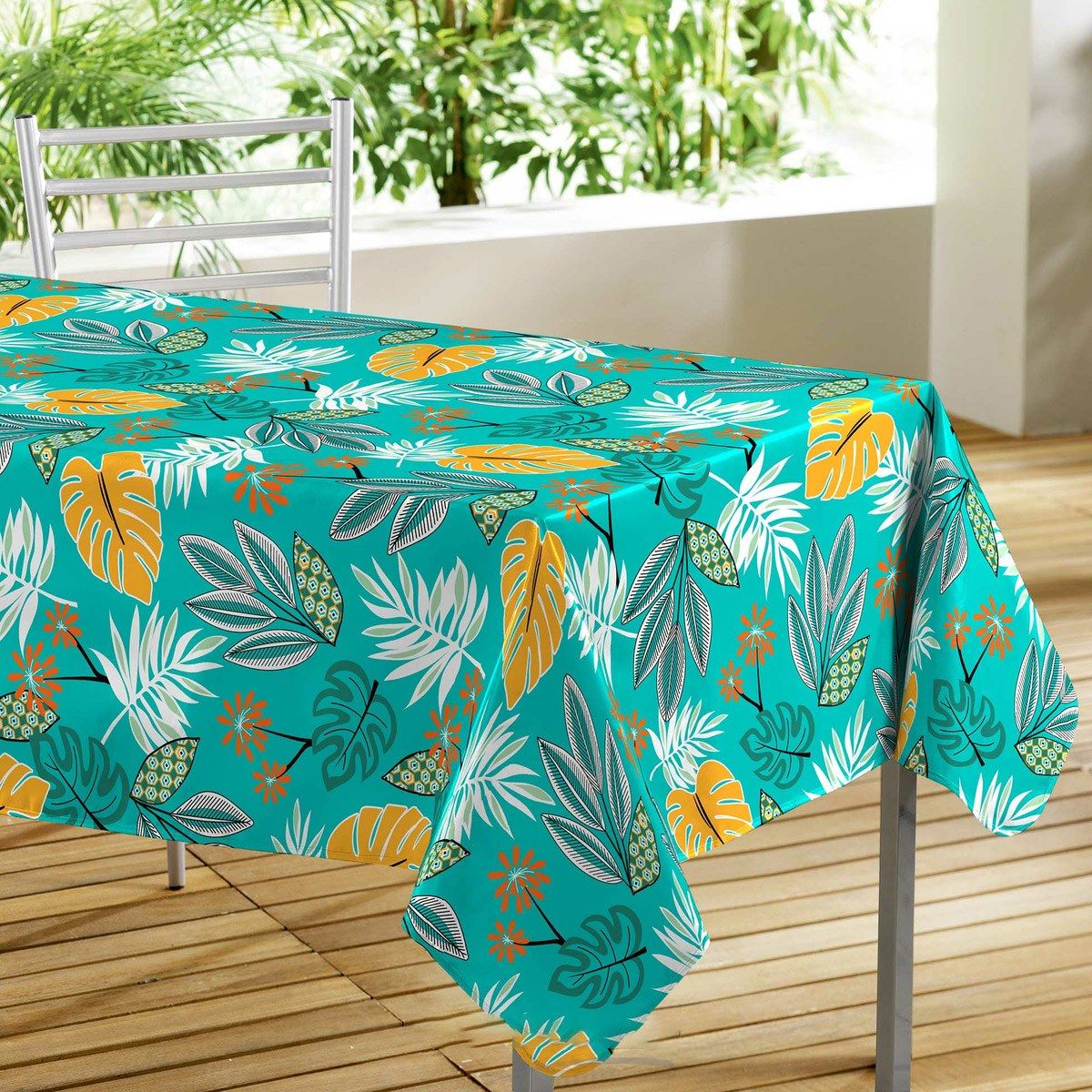 Nappe Toile Ciree Lilidae Turquoise Pvc Bleu Decoratie La Redoute