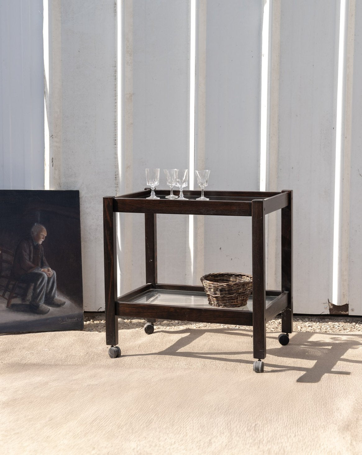 Desserte en bois et en verre Anouk N°363 - Bon état, DEBONGOUT