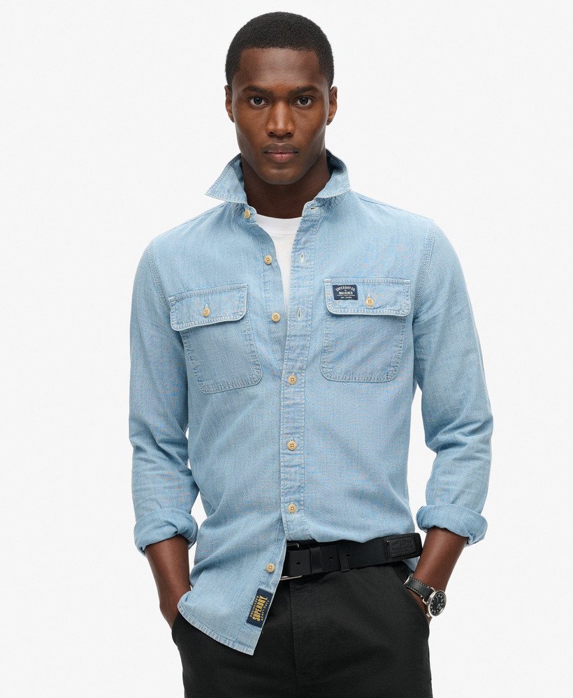 Chemise à manches longues en coton Workwear, SUPERDRY