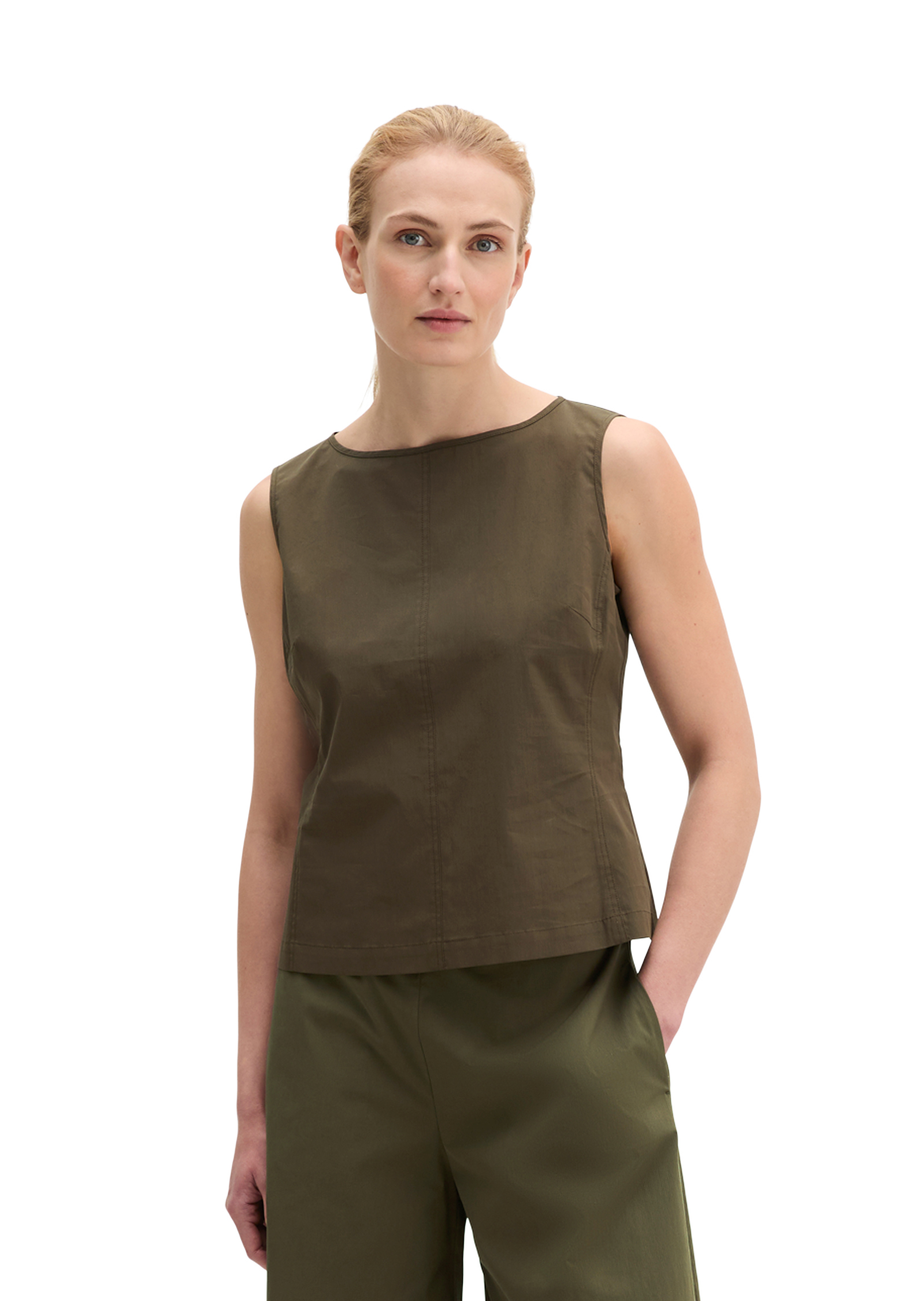 Top chemisier shaped en popeline stretch, MARC O'POLO